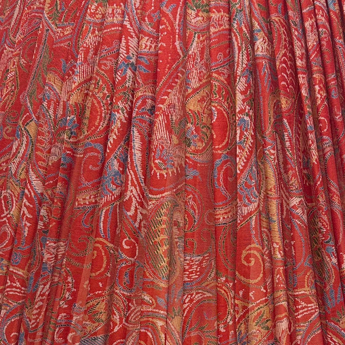 18" Silk Sari Lampshade - Crimson Paisley