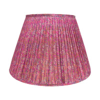18" Silk Sari Lampshade - Hot Pink Floral