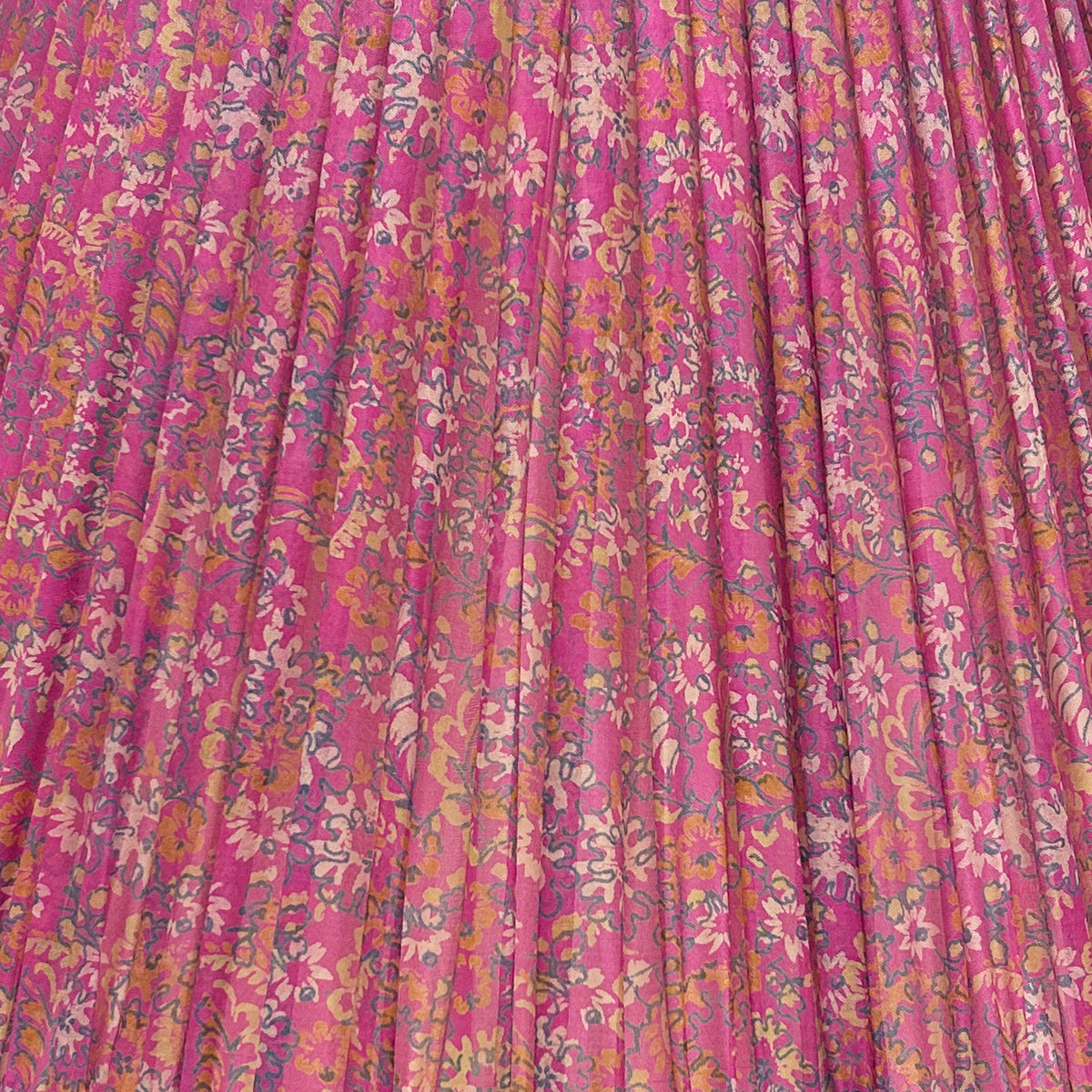 18" Silk Sari Lampshade - Hot Pink Floral