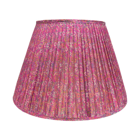 18" Silk Sari Lampshade - Hot Pink Floral