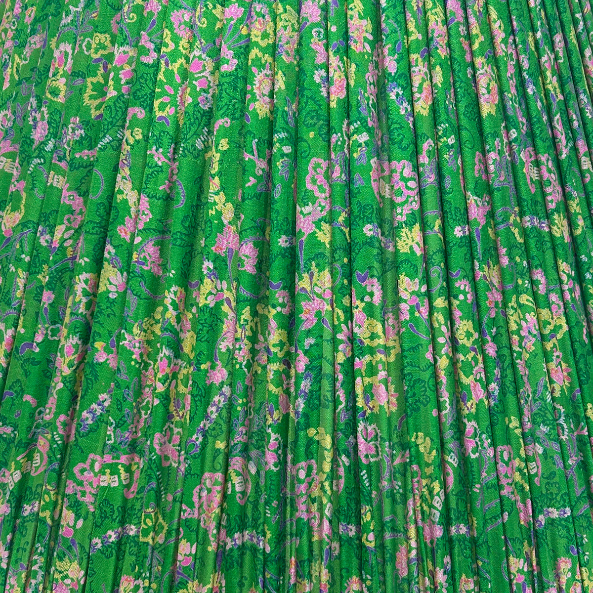 18" Silk Sari Lampshade - Kermit Floral