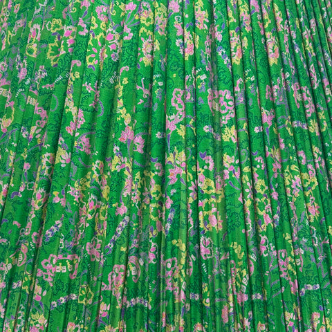 18" Silk Sari Lampshade - Kermit Floral