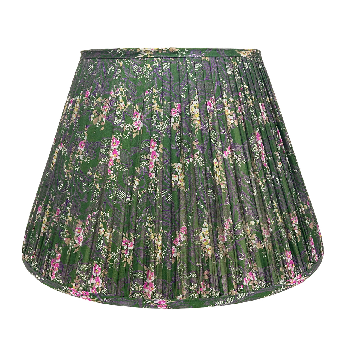 18" Silk Sari Lampshade - Loden Floral