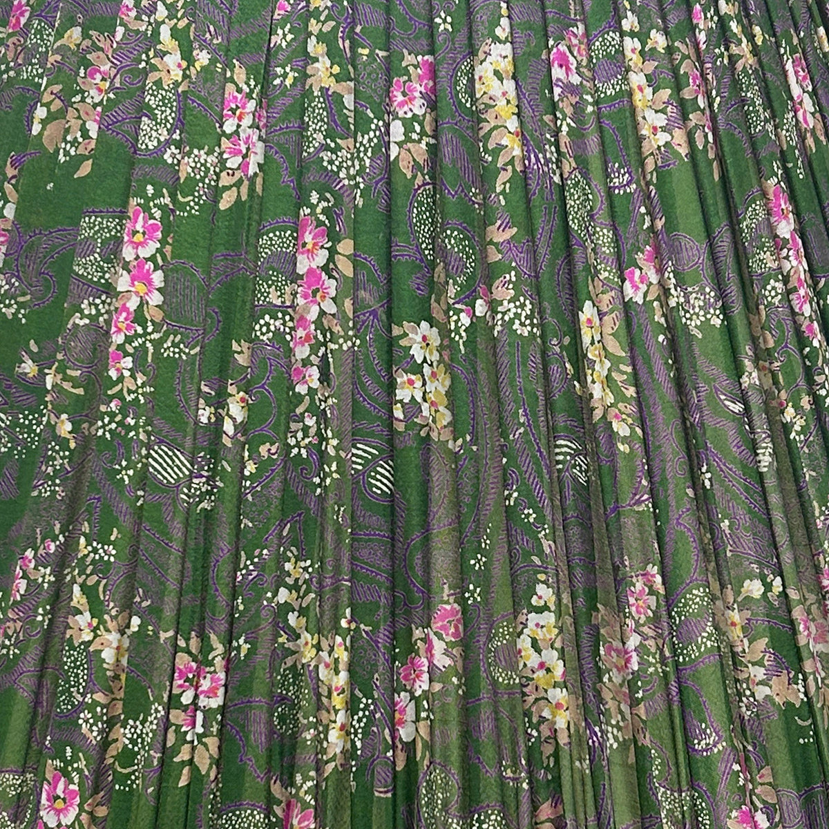 18" Silk Sari Lampshade - Loden Floral