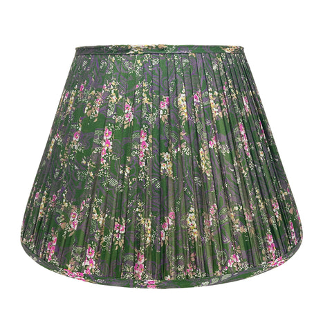 18" Silk Sari Lampshade - Loden Floral