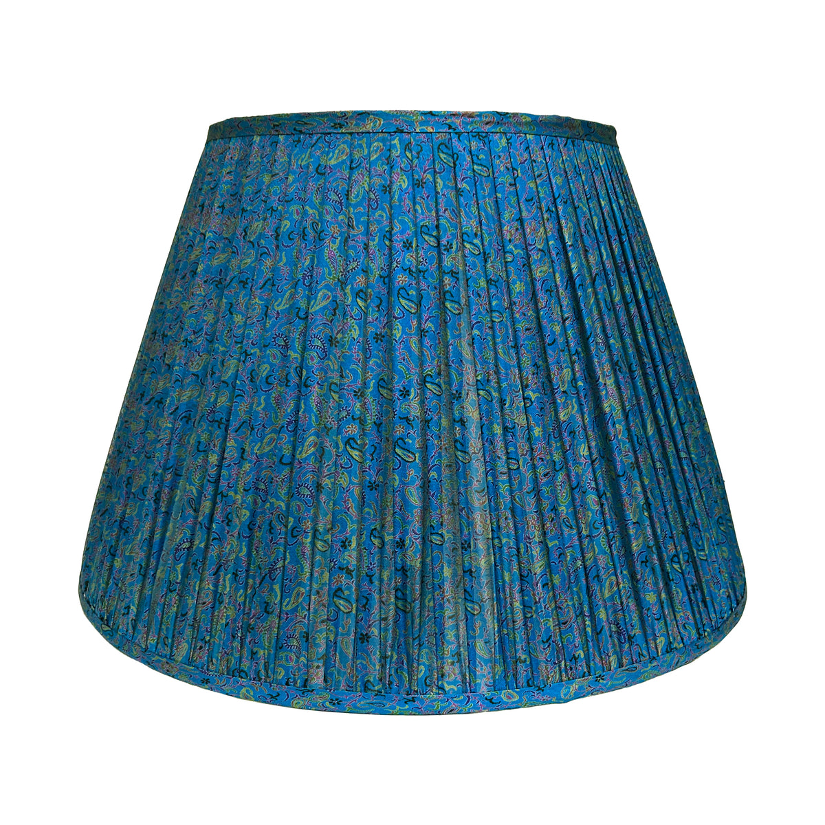 18" Silk Sari Lampshade - Peacock Paisley