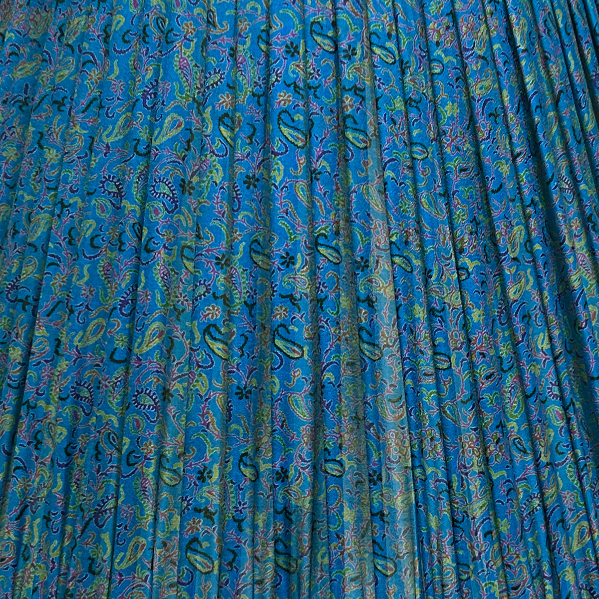 18" Silk Sari Lampshade - Peacock Paisley