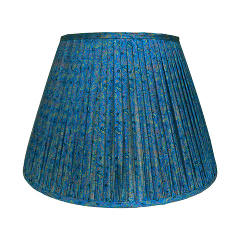 18" Silk Sari Lampshade - Peacock Paisley