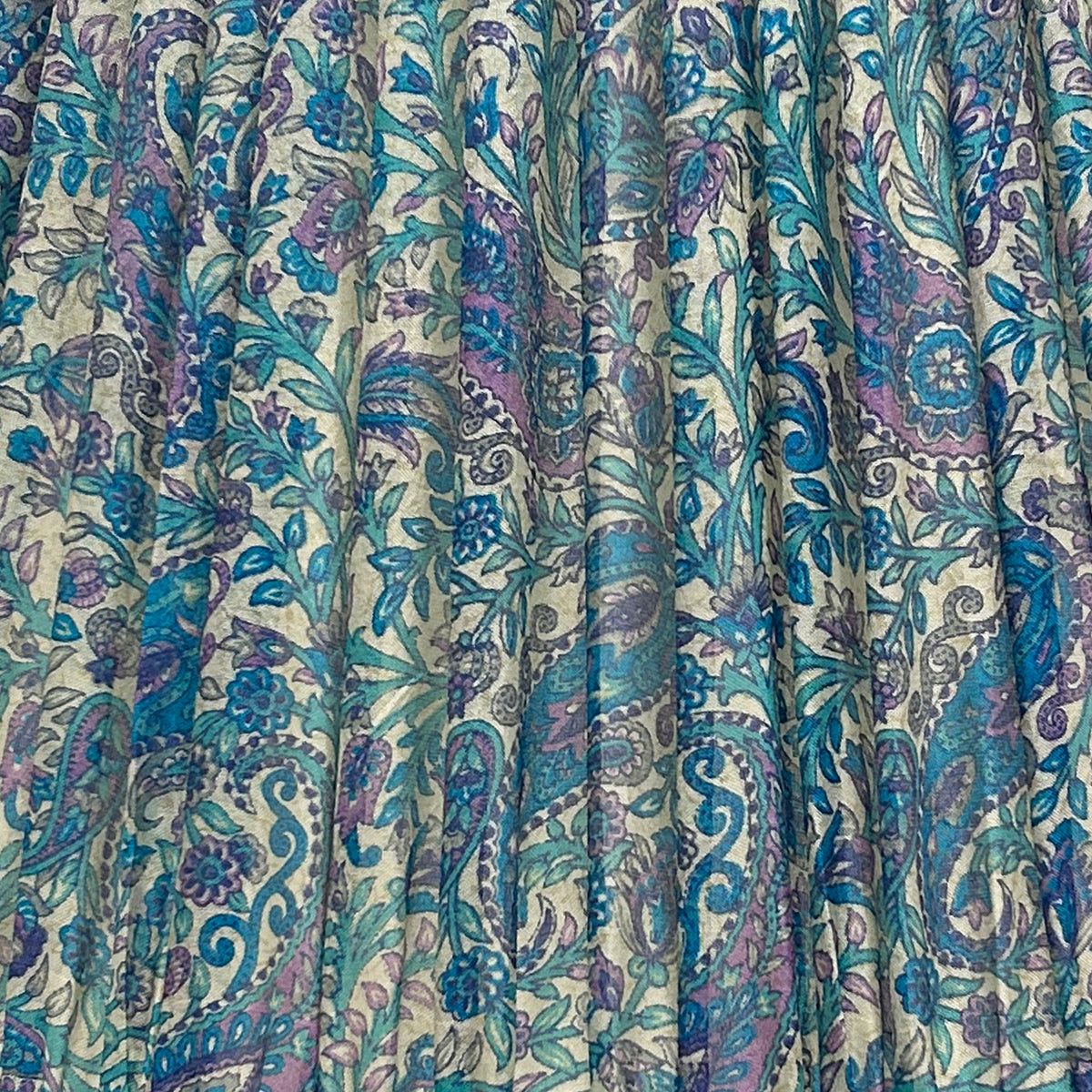 18" Silk Sari Lampshade - Turquoise and Purple Paisley