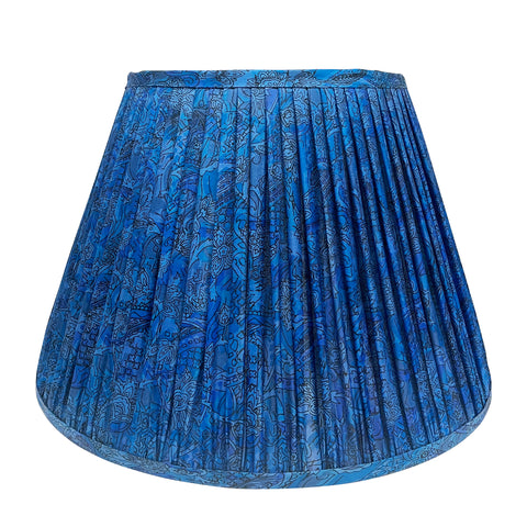 18" Silk Sari Lampshade - Azure Geometric Floral