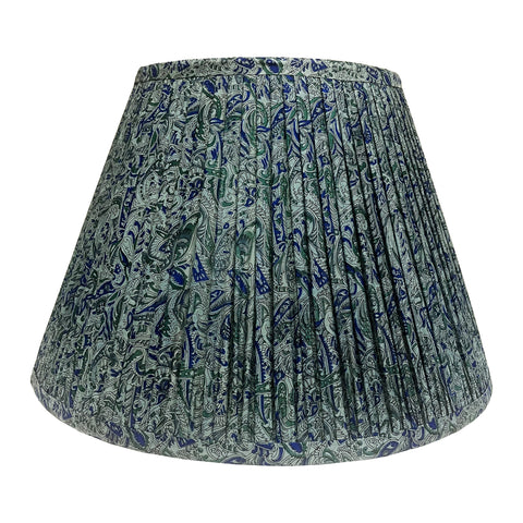 18" Silk Sari Lampshade - Blue Paisley