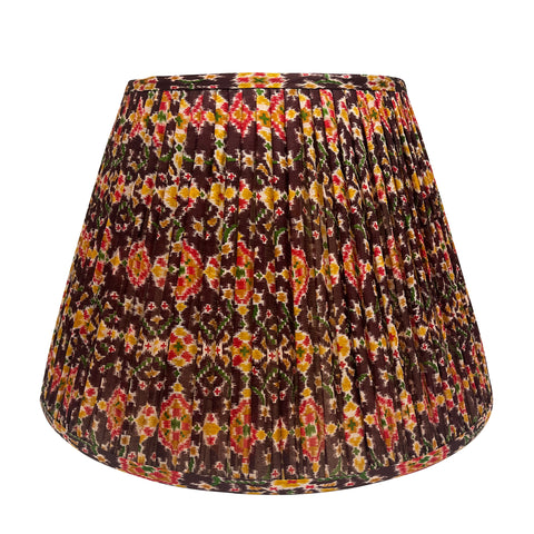 18" Silk Sari Lampshade - Chocolate Ikat