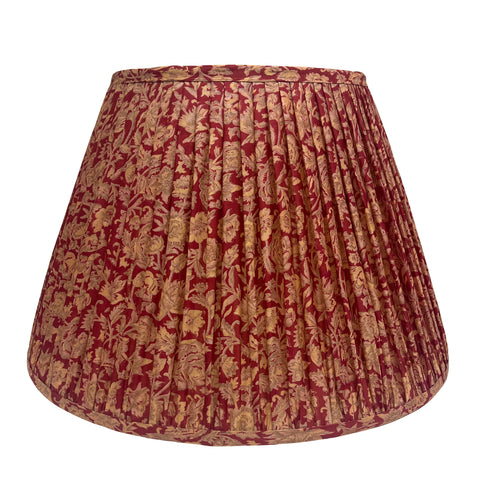 18" Silk Sari Lampshade - Cranberry Golden Floral