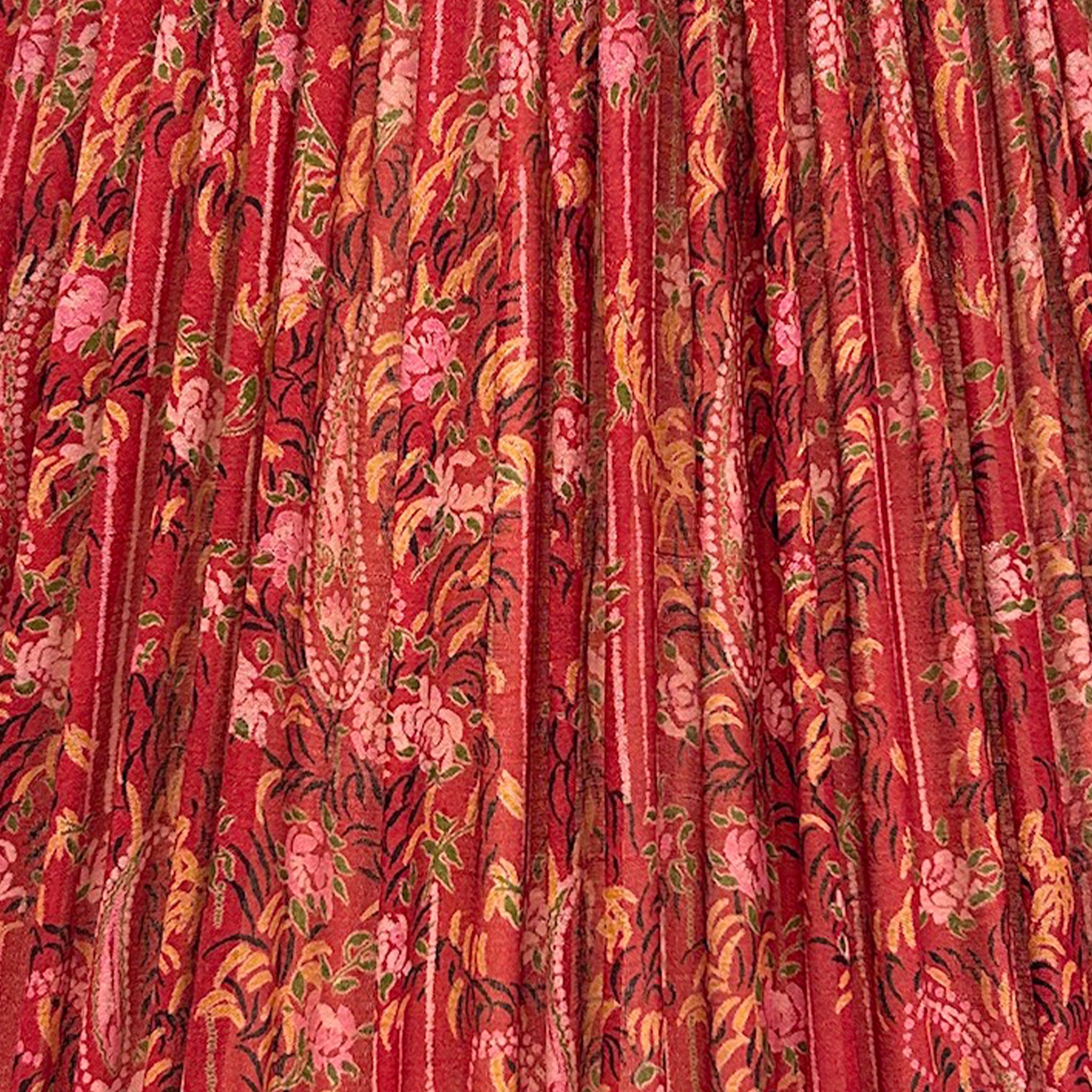 18" Silk Sari Lampshade - Cranberry Paisley Botanical
