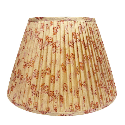 18" Silk Sari Lampshade - Cream and Red Floral