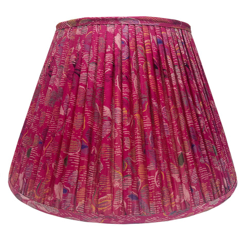 18" Silk Sari Lampshade - Fuchsia Geometric