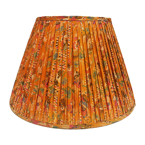 18" Silk Sari Lampshade - Orange Abstract