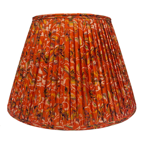 18" Silk Sari Lampshade - Persimmon Abstract Floral