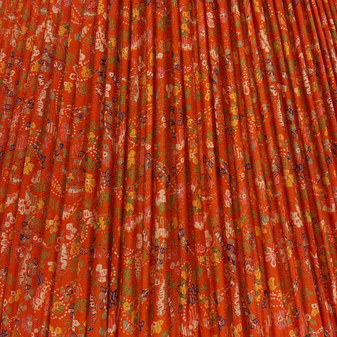 18" Silk Sari Lampshade - Persimmon Geometric