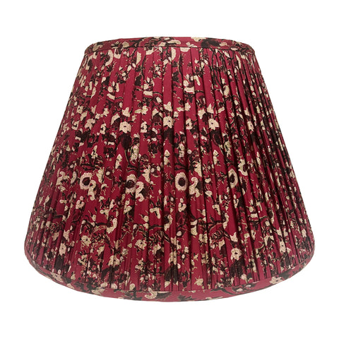 18" Silk Sari Lampshade - Raspberry Floral