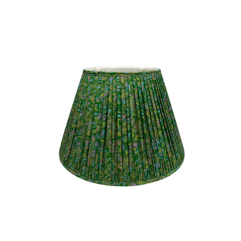 18" Silk Sari Lampshade - Parakeet Green Geometric