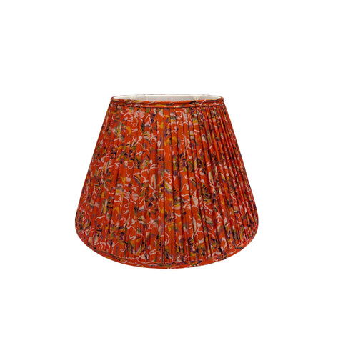 18" Silk Sari Lampshade - Persimmon Abstract Floral
