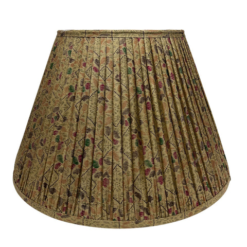 18" Silk Sari Lampshade - Taupe Geometric