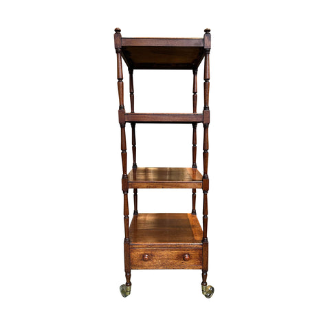 19th Century English Mahogany Four-Tier Etagere with Small Drawer