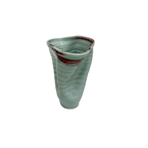 Paper Bag Celadon and Oxblood Vase