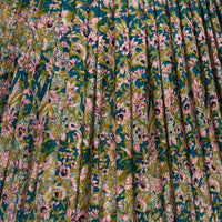 14" Silk Sari Lampshade - Olive, Emerald and Pink Floral