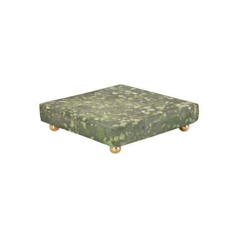 Square Malachite Scagliola Plinth with Ball Feet