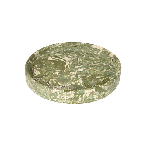 Round Malachite Scagliola Tray