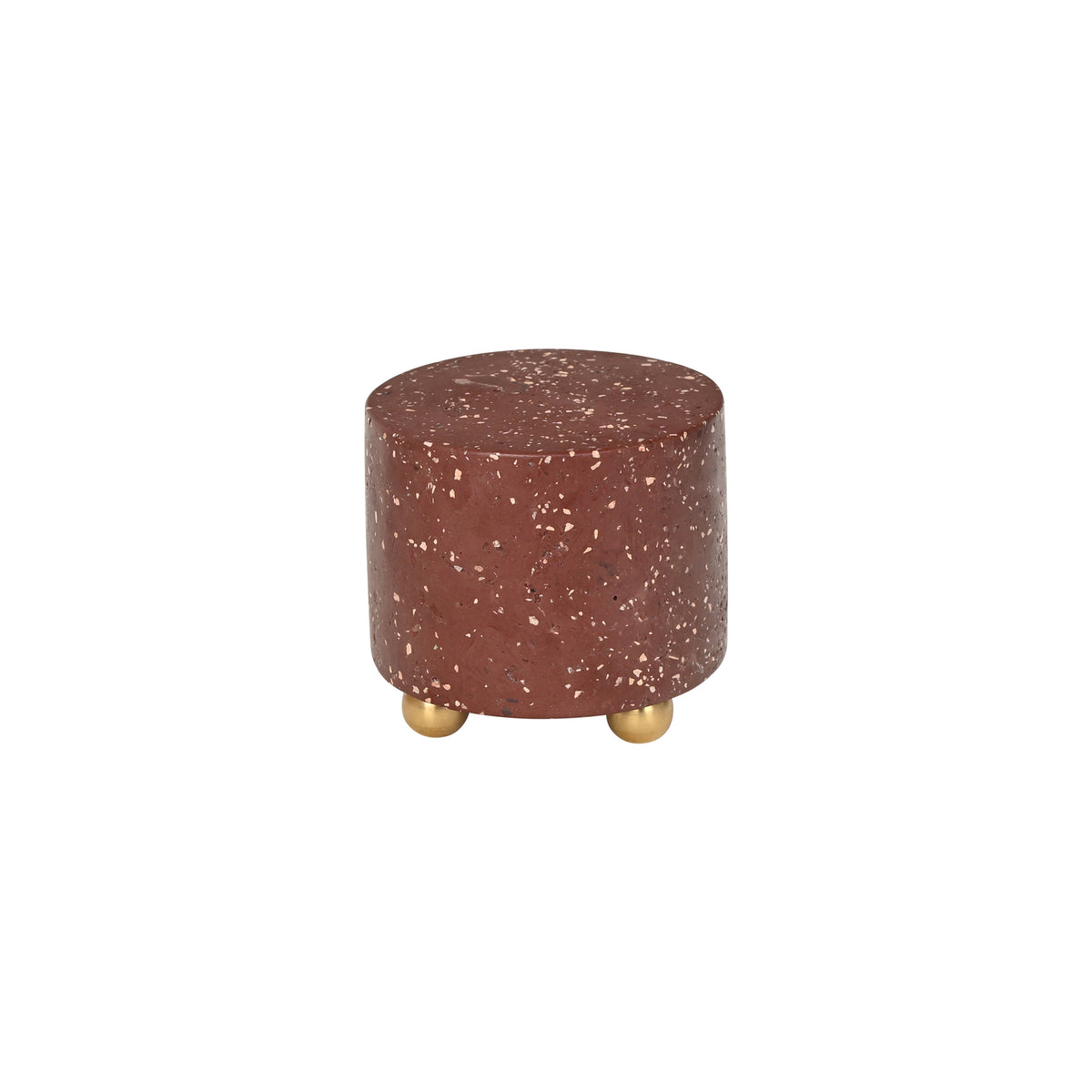 Small Round Rosso Imperial Scagliola Plinth with Ball Feet