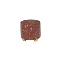 Small Round Rosso Imperial Scagliola Plinth with Ball Feet