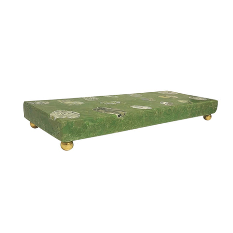 Rectangular Green Specimen Scagliola Plinth with Ball Feet