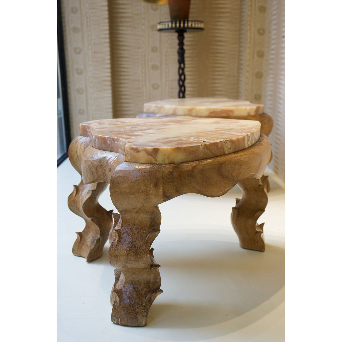 Pair of Arequipa Tables with Tecali Onyx Tops