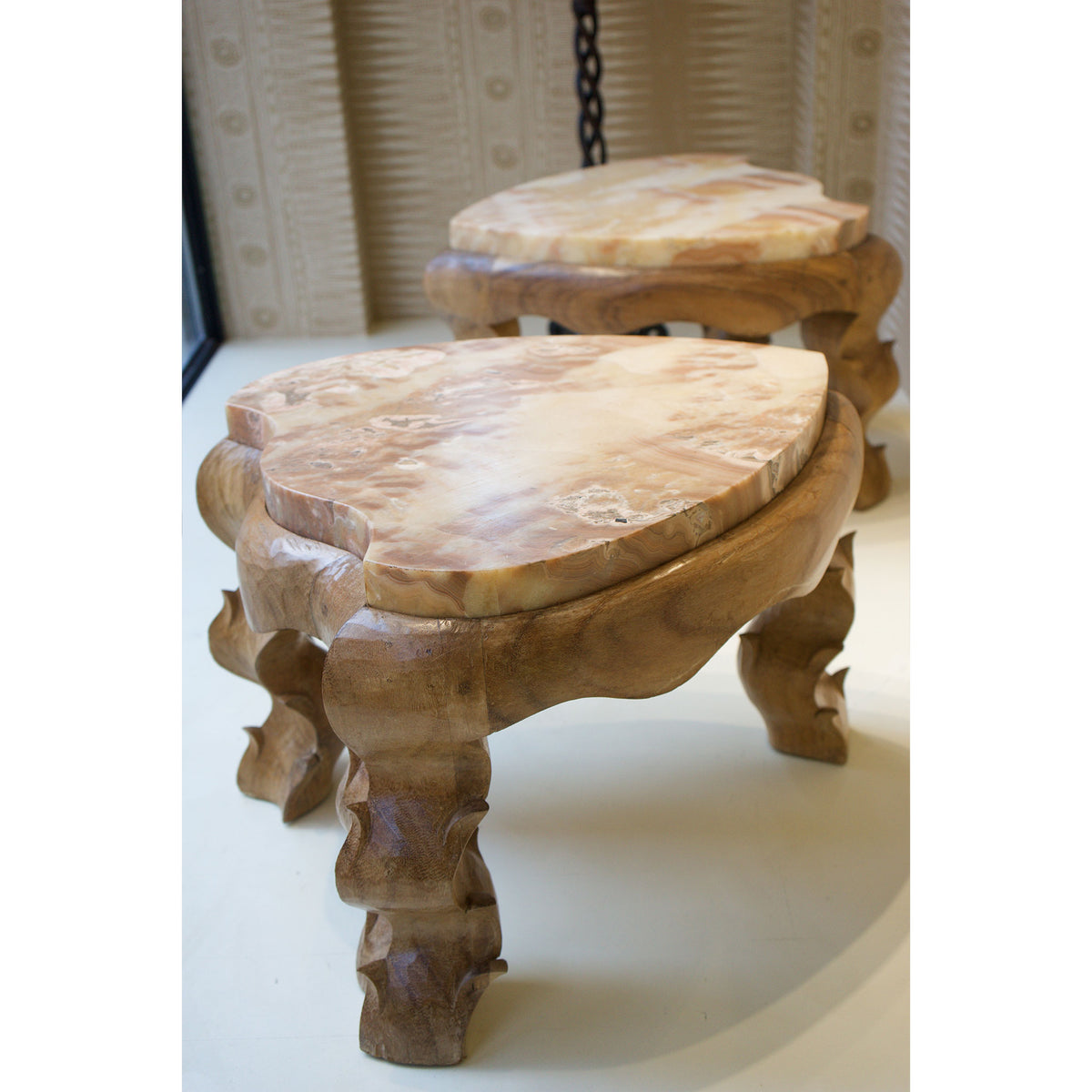 Pair of Arequipa Tables with Tecali Onyx Tops