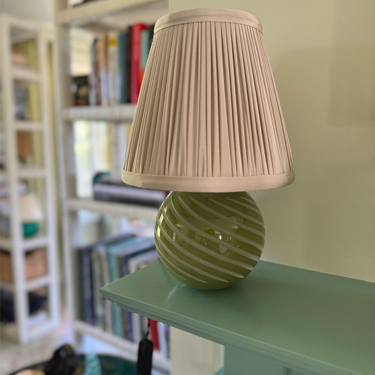 Oyster Silk Hand-Shirred Lampshade