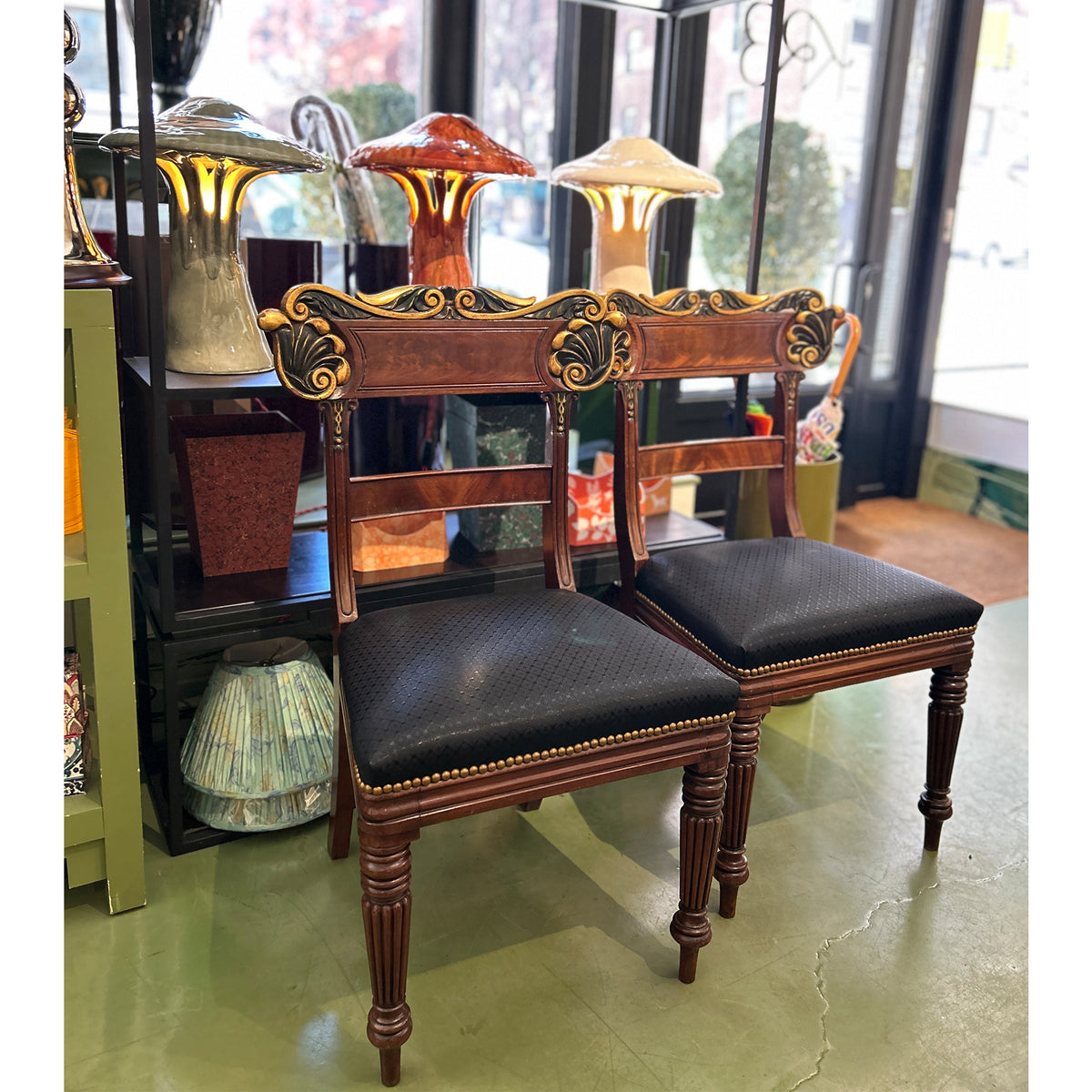 Pair of Mahogany and Gilt 19th Century Baltic Chairs