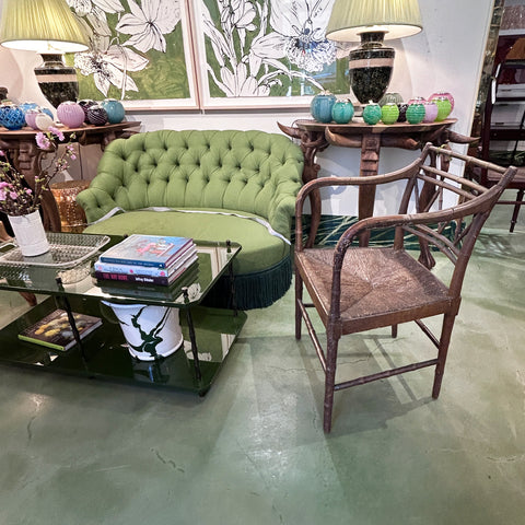 Faux Bamboo Side Chair with Rush Seat