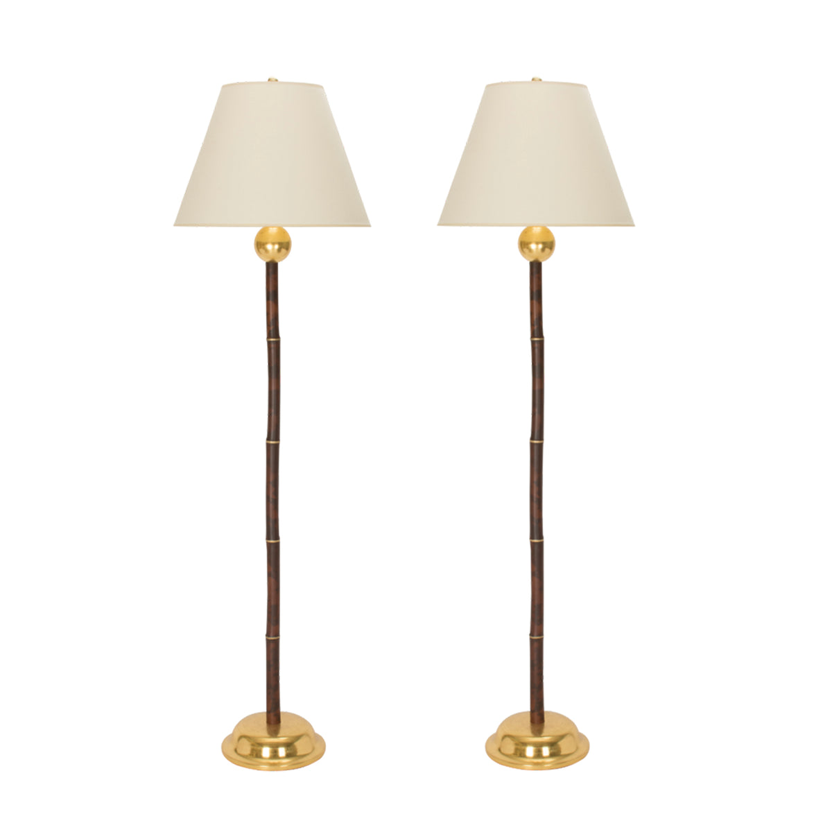 Bamboo Standing Lamp in Faux Tortoise