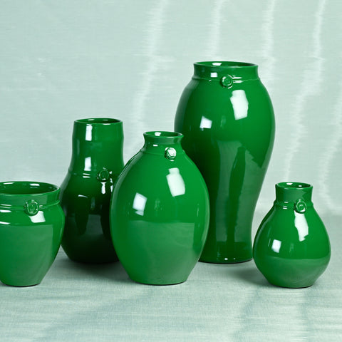 Nicholas Newcomb Banded Vase in KRB Green