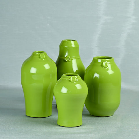 Nicholas Newcomb Banded Vase in Sour Apple