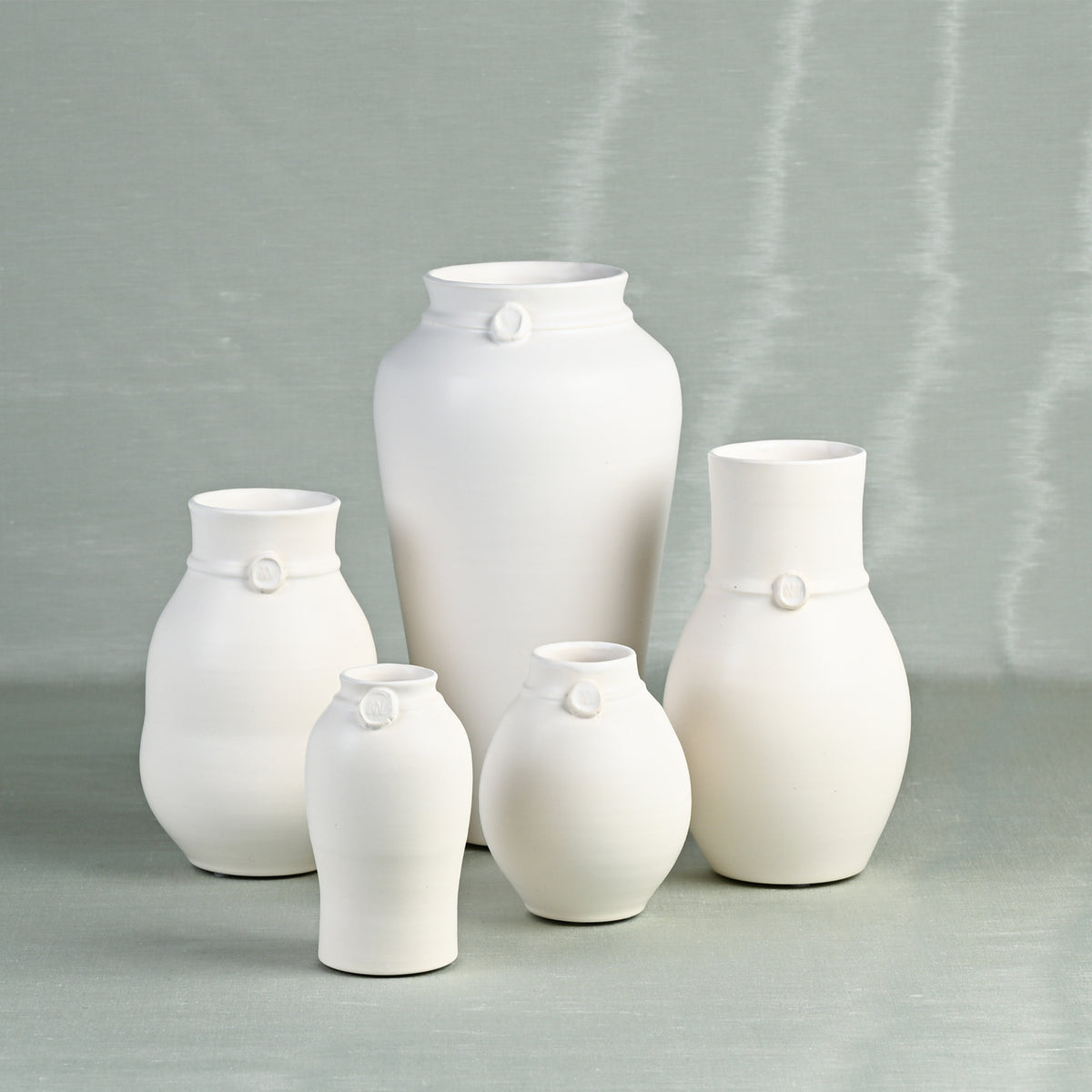 Nicholas Newcomb Banded Vase in Matte White