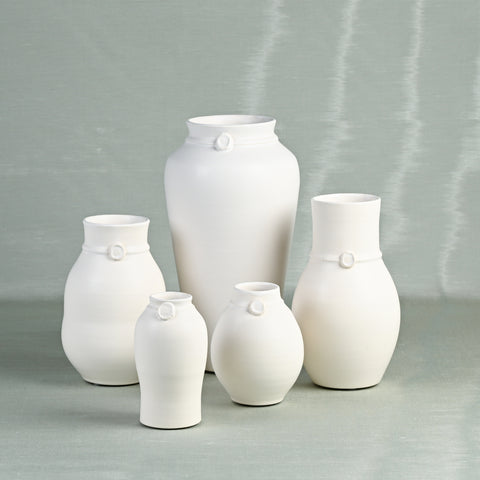 Nicholas Newcomb Banded Vase in Matte White