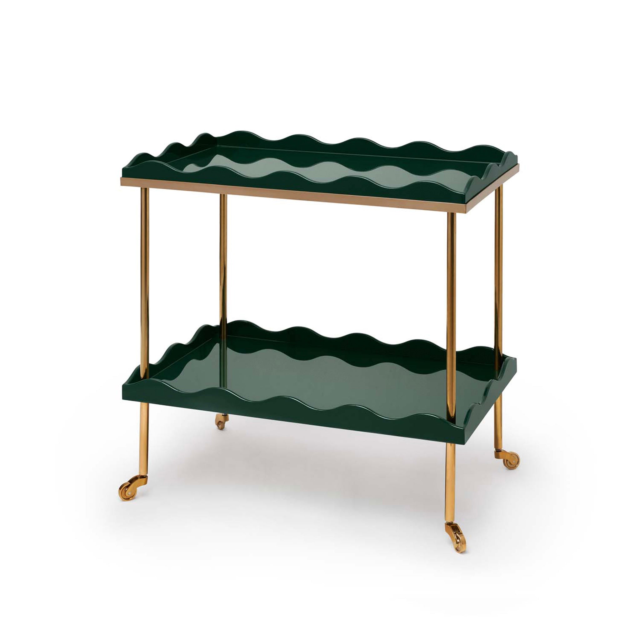 Belles Rives Bar Table in Bottle Green with Brass Casters