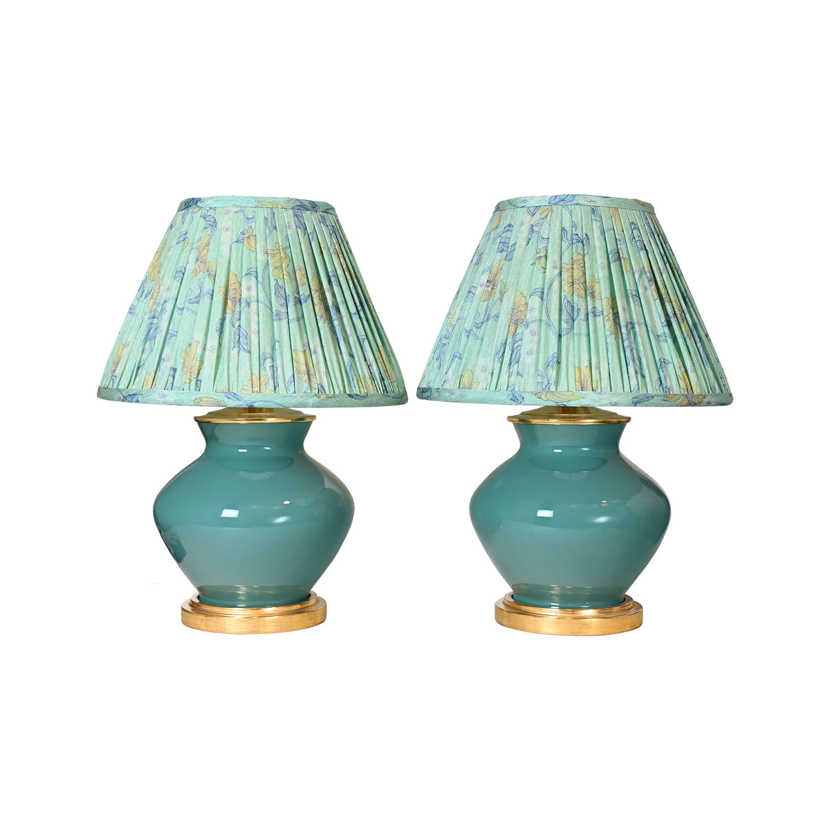 Pair of Small Bill Lamps in Aqua