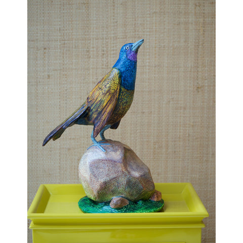 Mark Gagnon, Papier Mache Grackle on Rock