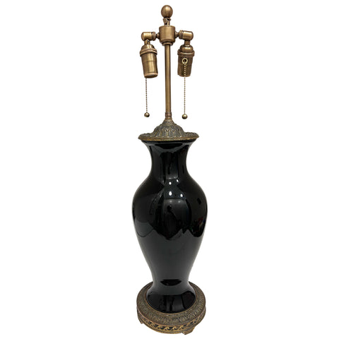 1920s Black Glass Lamp