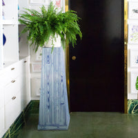 KRB Hand-Painted Square Pedestal in Blue Faux Bois